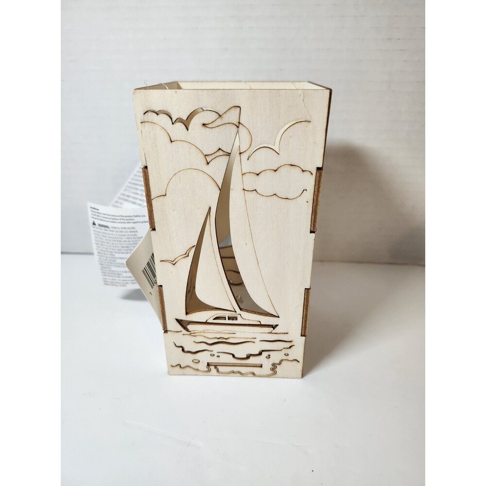 Led Unfinished Wood Lantern Sail Boat